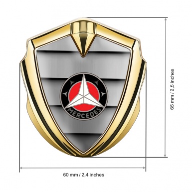 Mercedes Fender Metal Domed Emblem Gold Red Circle Star Logo Design