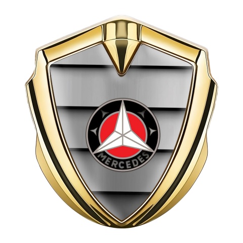 Mercedes Fender Metal Domed Emblem Gold Red Circle Star Logo Design