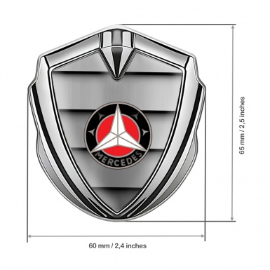 Mercedes Fender Metal Domed Emblem Silver Red Circle Star Logo Design