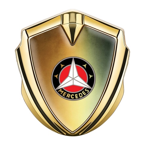 Mercedes Trunk Emblem Badge Gold Rusty Gradient Circle Logo Casing