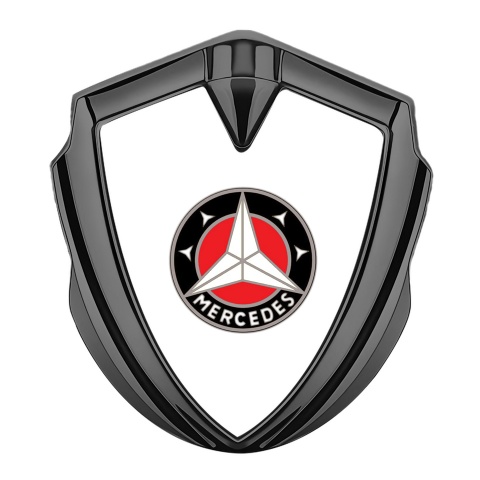 Mercedes Trunk Metal Emblem Badge Graphite White Base Red Circle Variant