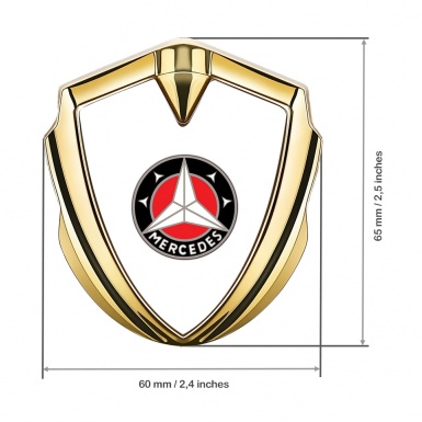 Mercedes Trunk Metal Emblem Badge Gold White Base Red Circle Variant