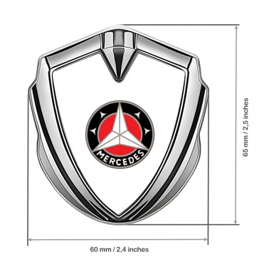 Mercedes Trunk Metal Emblem Badge Silver White Base Red Circle Variant