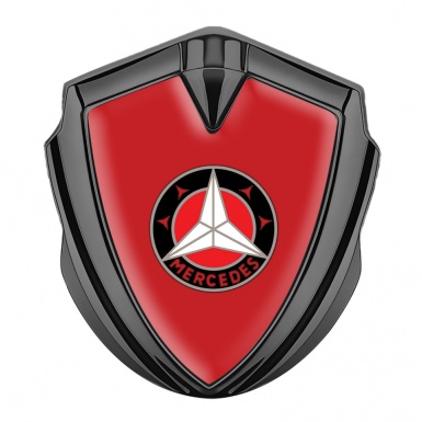 Mercedes Metal Emblem Self Adhesive Graphite Red Base Circle Logo Variant