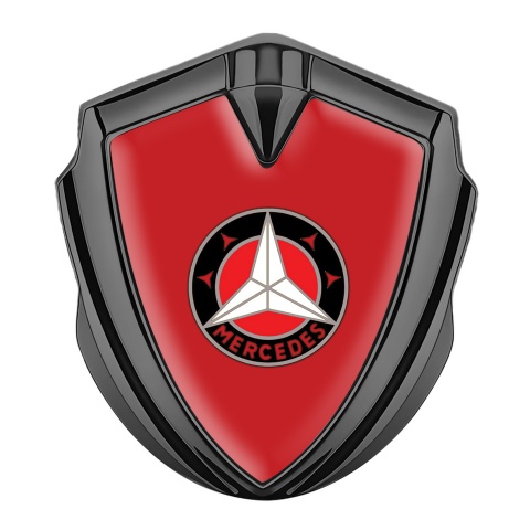 Mercedes Metal Emblem Self Adhesive Graphite Red Base Circle Logo Variant