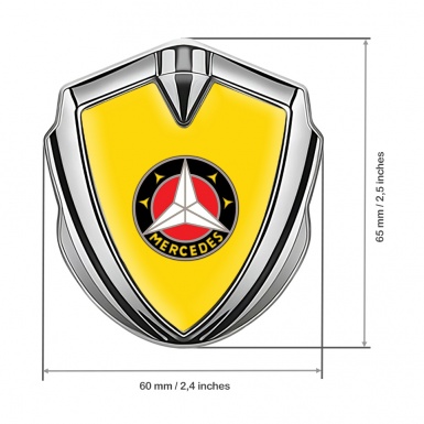 Mercedes 3D Car Metal Domed Emblem Silver Yellow Foundation Circle Logo