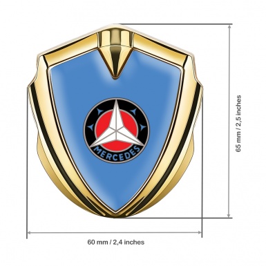 Mercedes Bodyside Domed Emblem Gold Blue Foundation Circle Star Logo 