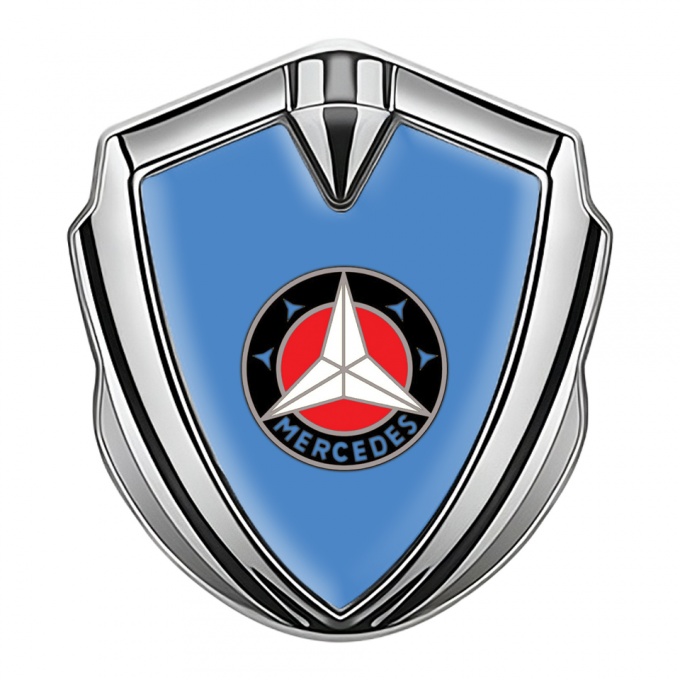 Mercedes Bodyside Domed Emblem Silver Blue Foundation Circle Star Logo 