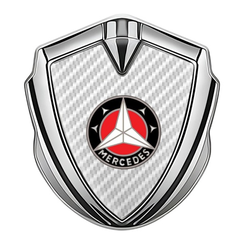 Mercedes Bodyside Badge Self Adhesive Silver White Carbon Red Circle Logo