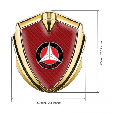 Mercedes Tuning Emblem Self Adhesive Gold Crimson Carbon Ring Logo