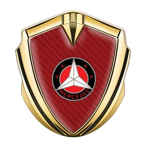 Mercedes Tuning Emblem Self Adhesive Gold Crimson Carbon Ring Logo
