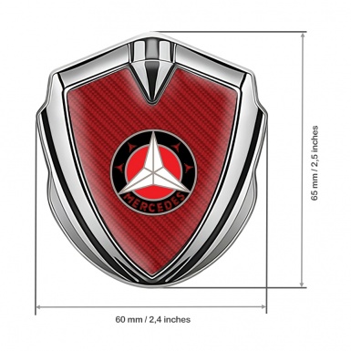 Mercedes Tuning Emblem Self Adhesive Silver Crimson Carbon Ring Logo