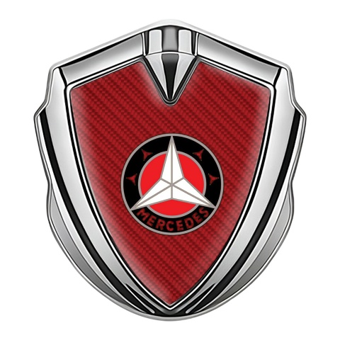 Mercedes Tuning Emblem Self Adhesive Silver Crimson Carbon Ring Logo
