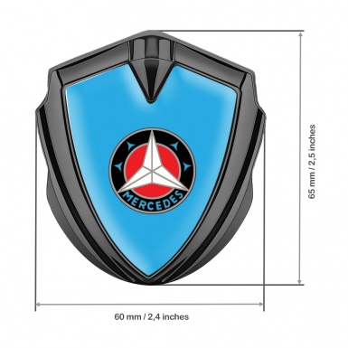 Mercedes Fender Emblem Badge Graphite Sky Blue Base Circle Logo Variant