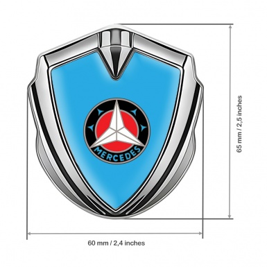 Mercedes Fender Emblem Badge Silver Sky Blue Base Circle Logo Variant