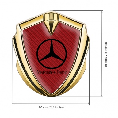 Mercedes Benz Fender Metal Domed Emblem Gold Red Carbon Classic Logo
