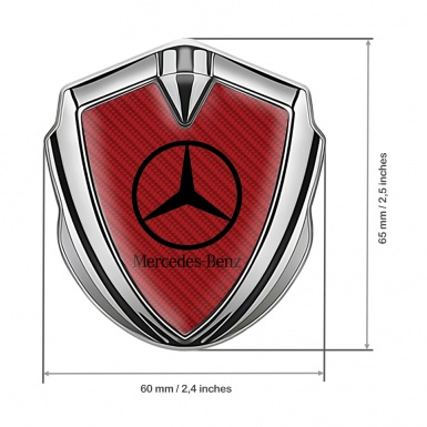 Mercedes Benz Fender Metal Domed Emblem Silver Red Carbon Classic Logo