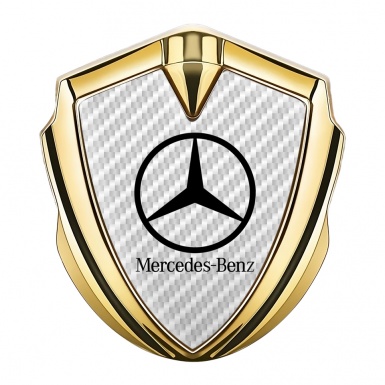 Mercedes Benz Trunk Emblem Badge Gold White Carbon Classic Black Logo