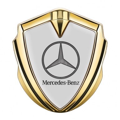 Mercedes Benz Trunk Metal Emblem Badge Gold Grey Texture Logo Design