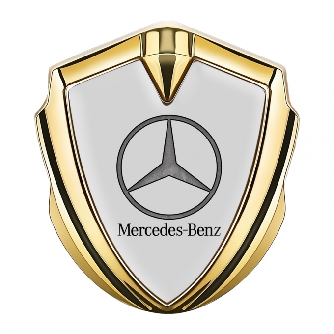Mercedes Benz Trunk Metal Emblem Badge Gold Grey Texture Logo Design