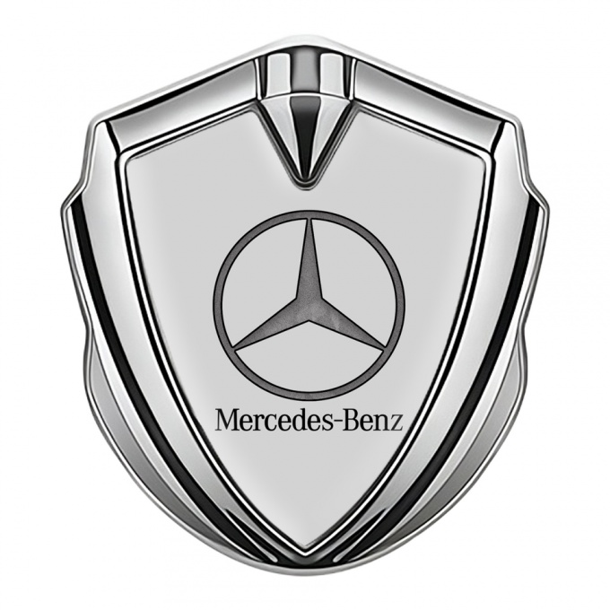 Mercedes Benz Trunk Metal Emblem Badge Silver Grey Texture Logo Design