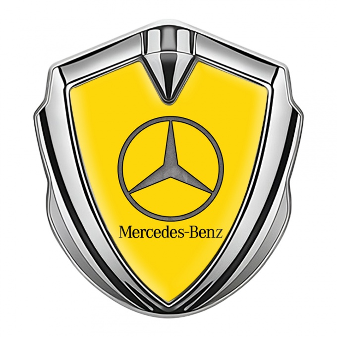 Mercedes Self Adhesive Bodyside Emblem Silver Yellow Textured Classic Logo