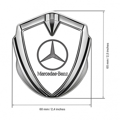 Mercedes Metal Emblem Self Adhesive Silver White Pattern Vintage Logo