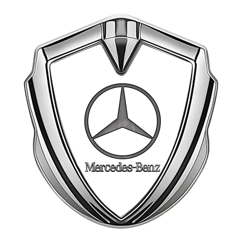 Mercedes Metal Emblem Self Adhesive Silver White Pattern Vintage Logo