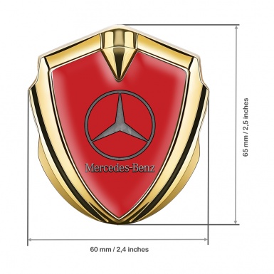 Mercedes 3D Car Metal Domed Emblem Gold Red Vintage Pattern Logo