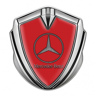 Mercedes 3D Car Metal Domed Emblem Silver Red Vintage Pattern Logo
