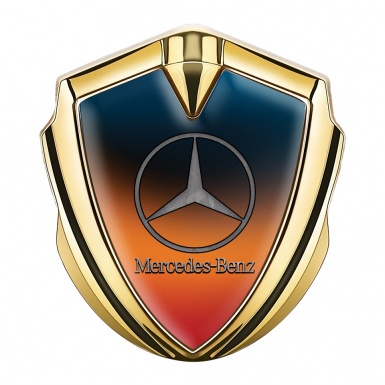 Mercedes Bodyside Domed Emblem Gold Colorful Textured Vintage Logo