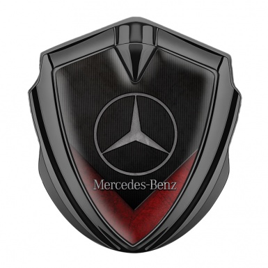 Mercedes Benz Fender Metal Domed Emblem Graphite Dark Grid Red Details