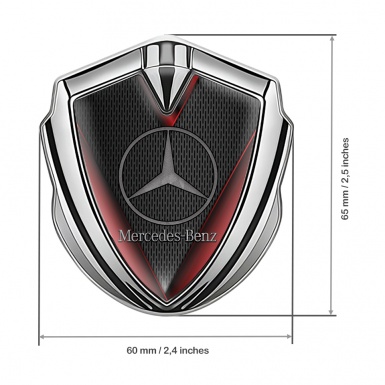 Mercedes Benz Trunk Emblem Badge Silver Dark Grating Red Elements Design