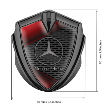 Mercedes Benz Trunk Metal Emblem Badge Graphite Dark Grille Red Blade Design