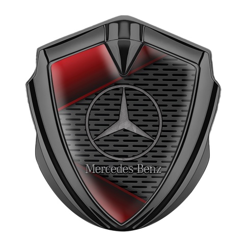 Mercedes Benz Trunk Metal Emblem Badge Graphite Dark Grille Red Blade Design