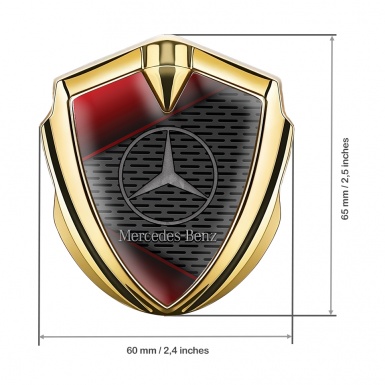 Mercedes Benz Trunk Metal Emblem Badge Gold Dark Grille Red Blade Design