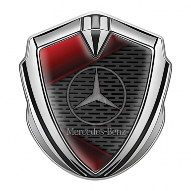 Mercedes Benz Trunk Metal Emblem Badge Silver Dark Grille Red Blade Design