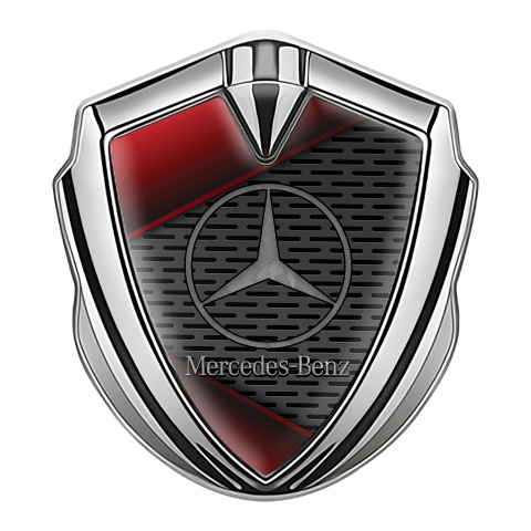 Mercedes Benz Trunk Metal Emblem Badge Silver Dark Grille Red Blade Design