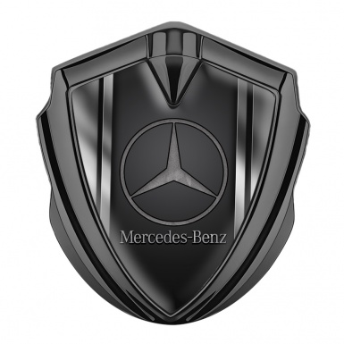 Mercedes Benz Metal Emblem Self Adhesive Graphite Grey Base Metallic Stripes