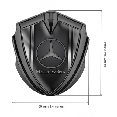 Mercedes Benz Metal Emblem Self Adhesive Graphite Grey Base Metallic Stripes