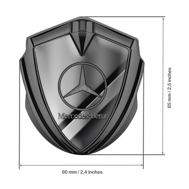 Mercedes Benz 3D Car Metal Domed Emblem Graphite Grey Gradient Classic Logo
