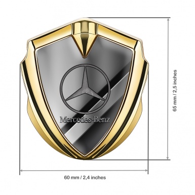 Mercedes Benz 3D Car Metal Domed Emblem Gold Grey Gradient Classic Logo