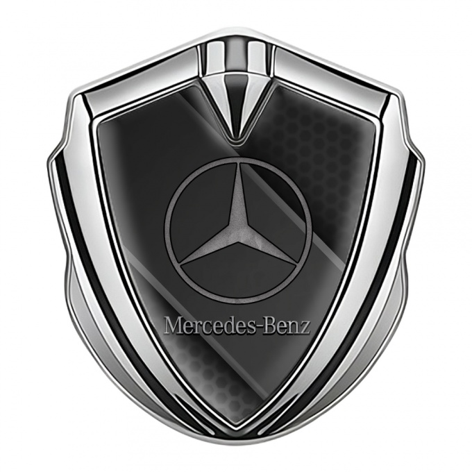 Mercedes Benz Bodyside Badge Self Adhesive Silver Hex Diagonal Plate