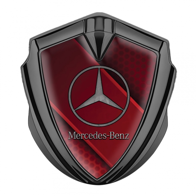 Mercedes Benz Tuning Emblem Self Adhesive Graphite Red Grille Diagonal Panel