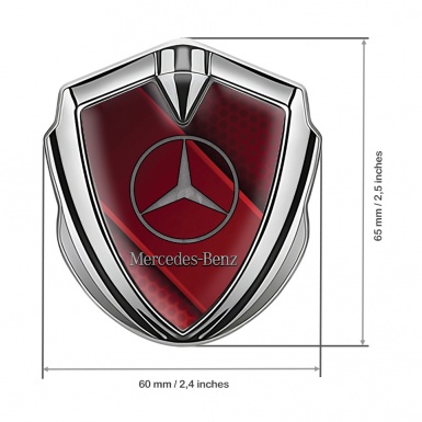 Mercedes Benz Tuning Emblem Self Adhesive Silver Red Grille Diagonal Panel