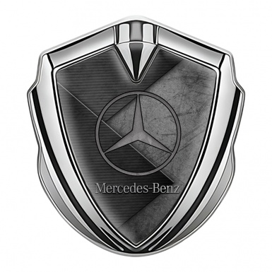 Mercedes Benz Fender Emblem Badge Silver Scratched Surface Panels Design