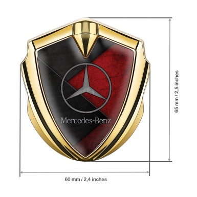 Mercedes Benz Trunk Emblem Badge Gold Rough Red Surface Dark Panels