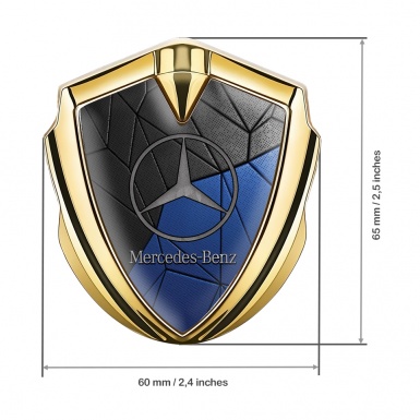 Mercedes Benz Fender Metal Domed Emblem Gold Blue Mosaic Pattern