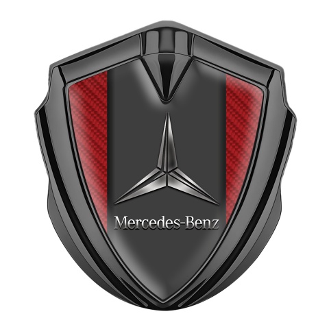 Mercedes Benz 3D Car Metal Domed Emblem Graphite Red Carbon Gradient Logo