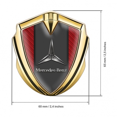 Mercedes Benz 3D Car Metal Domed Emblem Gold Red Carbon Gradient Logo